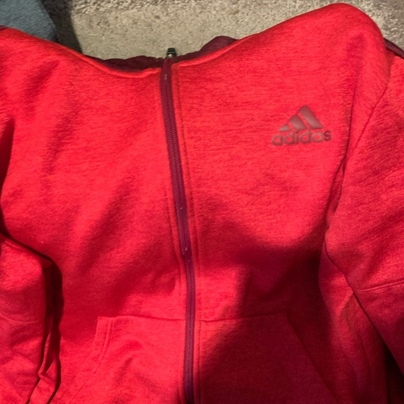 Adidas Performance Hoodie Red with front zipper L great fit and style🏀🏈🥊 - Picture 1 of 5
